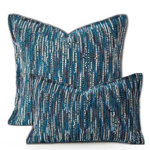 Premium Series Fringe Boho Throw Pillow Cover, Linen Woven Luxury Thick Cushion Case with Tassels for Home Décor, Teal, 12x20 Inch - color: Teal, size: 20" x 12" (Pack of 1)