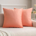 MIULEE Velvet Throw Pillow Covers 18x18 Inch, Pack of 2 - Coral Red, Soft Solid Decorative Pillow Covers Cushion Cases Modern Luxury Home Decor for Spring Couch Sofa Bedroom Livingroom