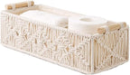 Macrame Storage Basket Boho Decor Baskets for Organizing Woven Decorative Basket for Countertop Toilet Paper Basket for Toilet Tank Top Shelf Basket with Handle for Bathroom Decor Nursery