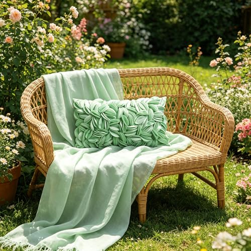 KINGROSE 3D Flower Accent Throw Pillow Cover Soft Pillow Case Sham Decorative Cushion Cover for Home Decor Sofa Couch Bedroom 12 x 20 Inches Velvet Mint Green - color: Mint Green - Solid Suede