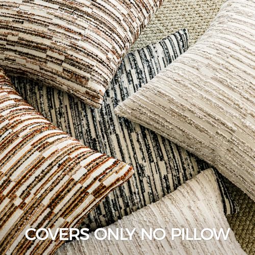 a moment Boho Throw Pillow Covers Set of 2,Striped Decorative Rustic Farmhouse Pillow Cases,Aesthetic Modern Home Decor Couch Cushion Covers for Bed Sofa Living Room 20"X20" Beige - color: Beige, size: 20" x 20" (Pack of 2)
