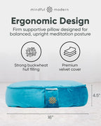 Mindful Modern Velvet Meditation Cushion | Luxe Zafu Yoga Floor Pillow Seat | Posture Support | Buckwheat Hull Filled | Large Round Cushion with Removable Washable Cover + Carry Handle