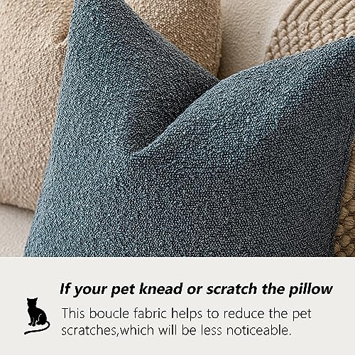 Foindtower Set of 2, Decorative Textured Boucle Throw Pillow Covers Accent Solid Pillow Cases Neutral Soft Cozy Couch Cushion Case for Chair Sofa Bedroom Living Room Home Decor 16 x 16 Inch Blue - color: Nightfall, size: 16" x 16" (Pack of 2)