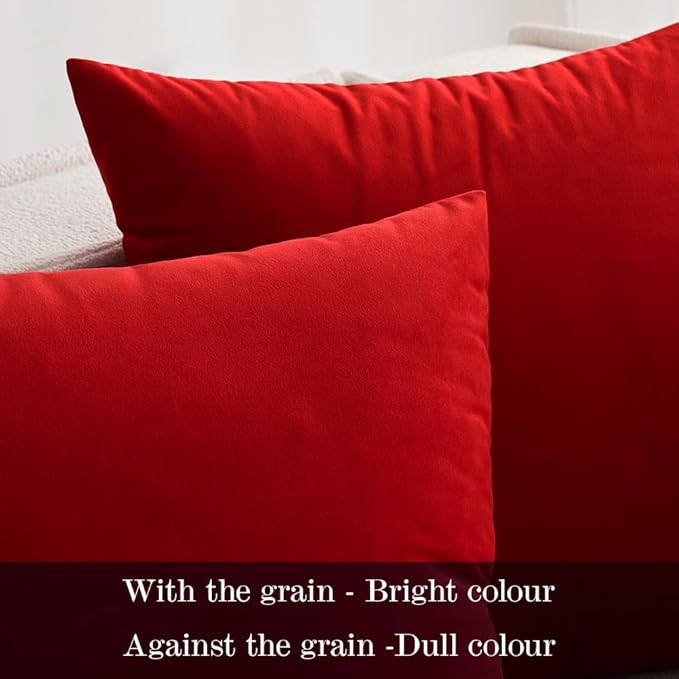 MIULEE Velvet Throw Pillow Covers 12x20 Inch, Pack of 2 - Bright Red, Soft Solid Lumbar Decorative Pillow Covers Modern Luxury Home Decor for Chair Couch Sofa Bedroom Livingroom