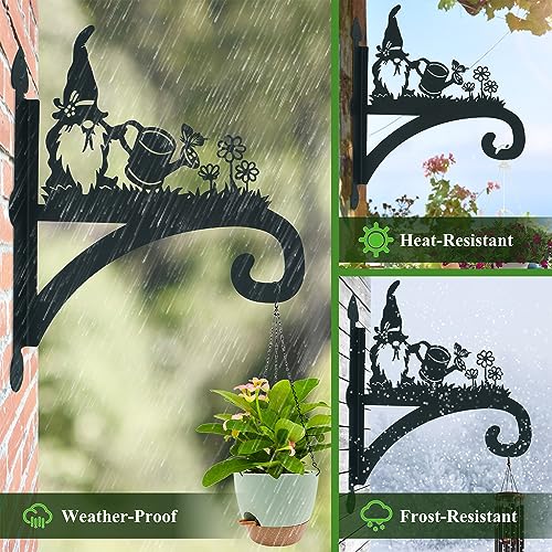 Hanging Plant Bracket Heavy Duty Iron Ornamental Gnome Silhouette Hanging Plant Hangers Outdoor 12 inch Hanging Basket Bracket Hook Wall Mounted for Flower Pot, Lantern, Bird Feeder, Wind Chimes - color: Gnome