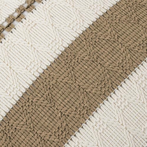 Fancy Homi Set of 1 Boho Light Brown Decorative Throw Pillow Cover 16x16 Inch for Couch Bed Sofa, Aesthetic Modern Organic Farmhouse Home Decor, Soft Cotton Cute Accent Macrame Woven Cushion Case - color: Light Brown, size: 16" x 16" (Pack of 1)