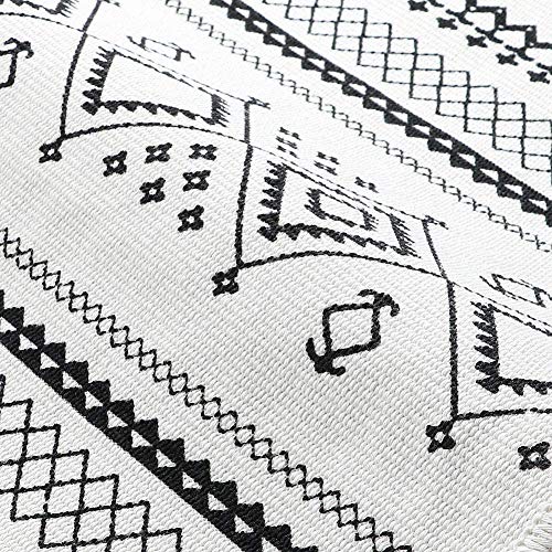 Macrame Woven Wall Tapestry Hanging Art, 20x34 H Large Boho Chic Bohemian Morocco Black White Folk-Custom Geometric Tapestries Decor for Apartment Dorm Kids Living Room Bedroom Door Entrance