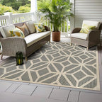 Rugshop Blue Contemporary Geometric Indoor/Outdoor Area Rug — Hose Washable for Dining Room, Kitchen and Office, 6'6" x 6'6" Square - size: 6'6" x 6'6" (Rectangular)