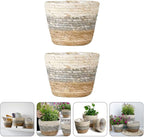 Operitacx Handmade Sea Grass Plant Basket 2 Pack Decorative Flower Holder Baskets for Home