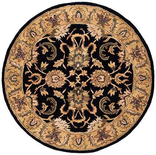 SAFAVIEH Classic Collection 5' Round Black / Gold CL252A Handmade Traditional Oriental Premium Wool Area Rug - size: 5' (Round)