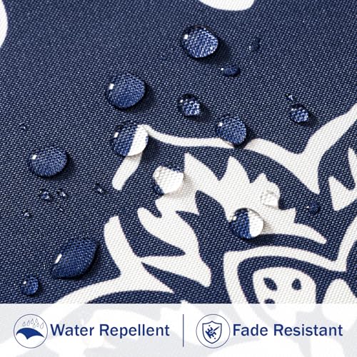 Decorative Outdoor Floral Pillow Covers Set of 2,Waterproof Boho Farmhouse Throw Pillows Summer Coastal Accent Pillowcases for Patio Furniture Garden Sofa 18x18 Inch, Navy Blue - color: Navy Blue