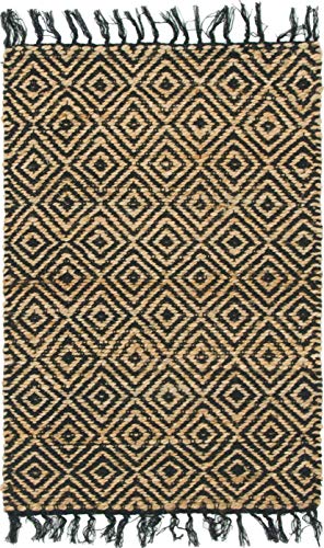 Unique Loom Braided Jute Collection Area Rug - Assam (2' x 3' 1" Rectangle, Black/ Natural) - color: Black/Natural, size: 2' x 3'1" (Rectangular)