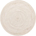 Handmade Natural Fiber Round Collection 2' Round Natural Handmade Boho Charm Farmhouse Jute Area Rug (White) - color: White
