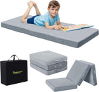 MeMoreCool Foldable Floor Cushion Kids Trifold Play Mat, Kids Folding Seat Pad Portable Lounger, 57x22 Inch Grey