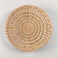 Boho Wall Basket Decor Bulrush Woven Basket Wall Decor Boho Rattan Wall Art Farmhouse Wall Hanging Basket Rustic Handmade Round Wall Decor for Home Kitchen (Beige, 9.8 Inch) - size: 9.8"