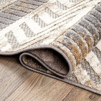 Rugshop Distressed Geometric Indoor/Outdoor Beige Runner Rug Modern Tribal Stripe, Durable Stain Resistant Low Profile Perfect for Patio, Backyard, Deck and Outdoor Lounge 2' x 7' - size: 2' x 7' (Rectangular)