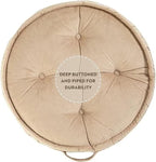 English Home Floor Pillow, Round Boho Floor Pillow, Thick Quilted Seat Cushion, Cat and Dog Bed, Comfortable Floor Cushions for Adults, Soft Meditation Cushion, Bench Cushion, Beige, 22" 5" Inch