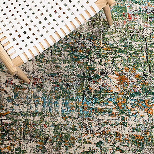 SAFAVIEH Madison Collection Runner Rug - 2'2" x 10', Green & Turquoise, Modern Abstract Design, Non-Shedding & Easy Care, Ideal for High Traffic Areas in Living Room, Bedroom (MAD460Y) - color: Green/Turquoise, size: 2'2" x 10' (Runner)