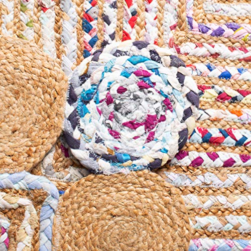 SAFAVIEH Cape Cod Collection Runner Rug - 2'3" x 12', Beige & Multi, Handmade Boho Braided Jute & Cotton, Ideal for High Traffic Areas in Living Room, Bedroom (CAP201B) - color: Beige/Multi, size: 2'3" x 12' (Runner)