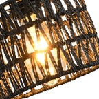 Woven Pendant Light Boho Chandelier, Rattan Pendant Lights Kitchen Island, Farmhouse Pendant Lighting with Hand Woven Wicker Shade, Boho Chandelier Light Fixtures Ceiling Hanging Light - color: 2 Pack Black