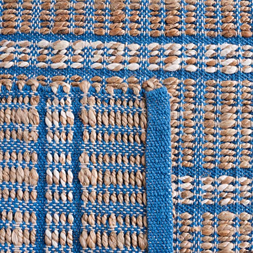 SAFAVIEH Natural Fiber Collection Runner Rug - 2'3" x 8', Blue & Natural, Handmade Boho Stripe Farmhouse Rustic Jute & Cotton Jute, Ideal for High Traffic Areas in Living Room, Bedroom (NFB656M) - color: Blue/Natural, size: 2'3" x 8' (Runner)