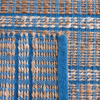SAFAVIEH Natural Fiber Collection Accent Rug - 3' x 5', Blue & Natural, Handmade Boho Stripe Rustic Jute & Cotton Jute, Ideal for High Traffic Areas in Entryway, Living Room, Bedroom (NFB656M) - color: Blue/Natural, size: 3' x 5' (Rectangular)