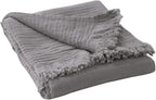 Simple&Opulence Cotton Muslin Throw Blanket for Bed, Couch, Knit Woven Gauze Blanket with Tassels, Soft Lightweight Cozy Pre-Washed Breathable Farmhouse Decoration for All-Season (Grey)