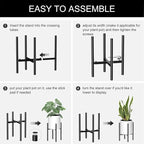 Plant Stand, Indoor Plant Stand Adjustable for 8 to12 inches Plant Pot, Metal Plant Stands For Indoor Plants Mid Century Stable Stylish Black Planter Stand for Outdoor, Black 1 Pack, Pot not Included