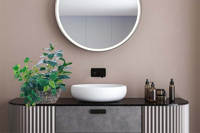 AlphaAcc 17" Fake Plants Potted Mixed Ficus Pothos Eucalyptus Arrangement with Oval Rattan Woven Basket Planter Realistic Faux Greenery Artificial Plants for Living Room Bedroom Kitchen Office Decor
