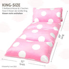 Butterfly Craze Floor Pillow Case, Mattress Bed Lounger Cover, Polka Pink, King Size - Cozy Seating Solution for Kids & Adults, Recliner Cushion, Perfect for Reading, TV Time (Pillow Not Included)