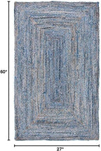 SAFAVIEH Cape Cod Collection Area Rug - 2'3" x 5', Blue & Natural Brown, Handmade Jute & Cotton, Woven Braided Design (CAP202M)