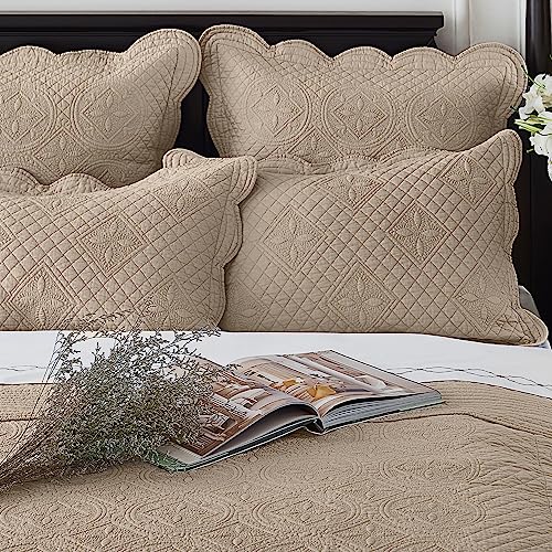 Calla Angel Sage Garden Luxury Pure Cotton Matelasse Quilted Pillow Sham, Standard, 20x26, Coffee - color: Coffee, size: Standard