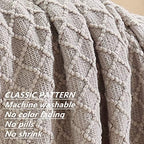 CREVENT Farmhouse Knit Throw Blanket for Couch Sofa Chair Bed Home Decoration, Soft Warm Cozy Light Weight for Spring Summer (50''X60'' Beige/Khaki)