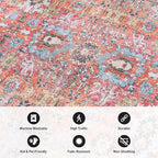 Rugshop Multi Transitional Distressed Area Rug — Machine Washable & Non‑Slip, 6' 6" X 9' for Living Room, Bedroom and Home Office - size: 6'6" x 9' (Rectangular)