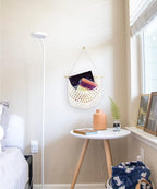 Hanging Fruit Basket Handmade Boho Cotton Rope Wall Hanging Basket Over Door Storage Woven Baskets for Kitchen and Bedroom to Store Any Small Stuffe (1, white)