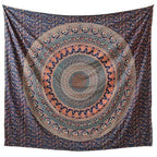 Popular Handicrafts Tapestry Wall Hanging Hippie Mandala Bohemian Hippy Psychedelic Design Indian Magical Thinking Tapestries Bedspread 84x90 Inches,(215x230cm) Navy Blue - size: 90"L x 84"W