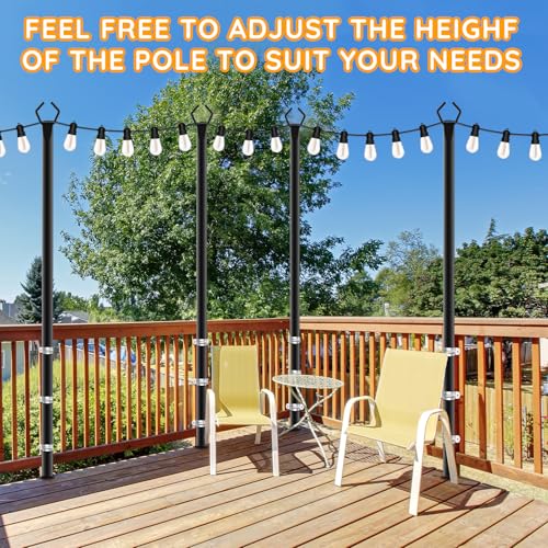 AHRLHR 7 Pack String Light Poles,Poles for Outdoor String lights10 Ft Metal Poles with Fork for Outdoor String Lights,Outdoor Light Poles with Fork,Patio,Deck,Backyard - size: 7 Pack-10FT
