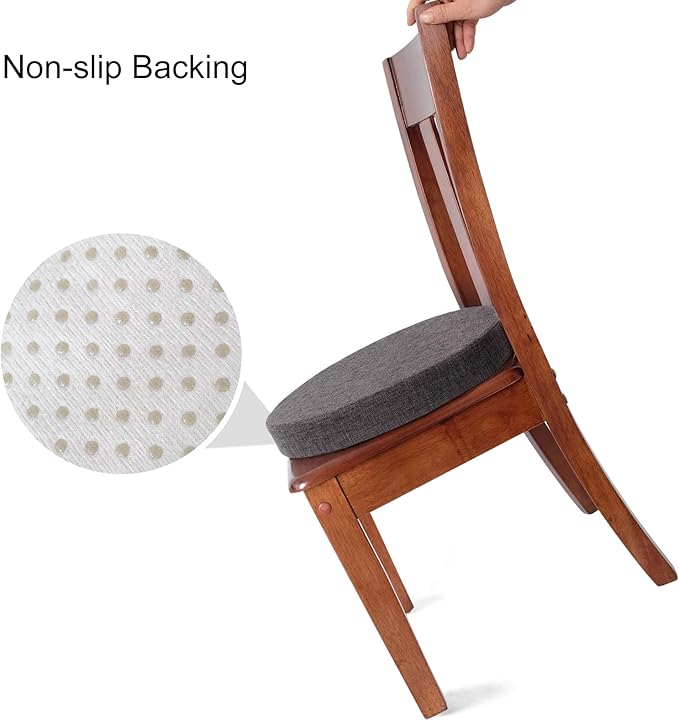 Tromlycs 14 Inch Round Bar Stool Cushion Non-Slip Foam Seat Pad Removable Cover for Circle Chairs (14x14 Inches, Gray)