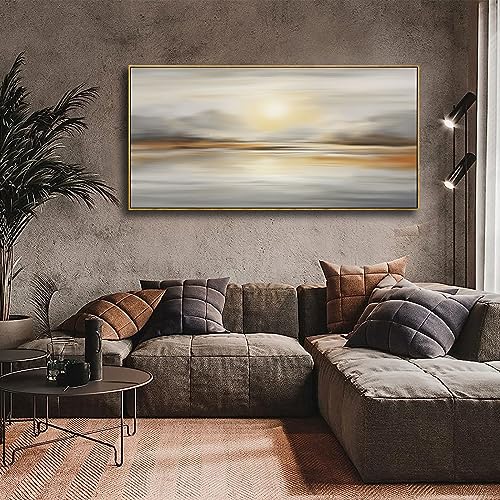 Framed Wall Art Abstract Seascape Canvas Printing Wall Decor Artwork for Living Room Bedroom Dining Room Home Office Decor 24"x48" - color: Grey, size: 24"L x 48"W