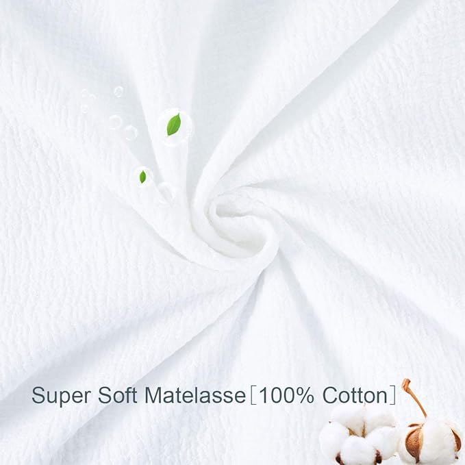 YINFUNG Quilted Pillow Sham White Standard Set of 2 Muslin Cotton Tassel Fringe Pillowcases Matelasse Boho Decorative Textured Gauze Moroccan Thin Soft 20×30 Bright White