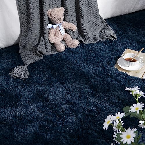 DETUM 2x6 Ruuner Rug for Bedroom Hallyway Rugs Runners Fluffy Area Rugs for Living Room Soft Kids Room Rugs Non Slip Carpets Modern Home Decor - color: Navy Blue, size: 2 x 6 feet