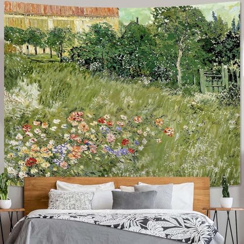 Yeoiat Van Gogh Tapestry Floral Wall Tapestry, Nature Tapestries for Bedroom Art Tapestries Wall Hanging for Bedroom Living Room 36"x48" - color: Green, size: 48"L x 36"W