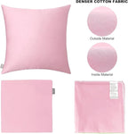 Thmyo 4-Pack 100% Cotton Comfortable Solid Decorative Throw Pillow Case Square Cushion Cover Pillowcases Blank Pillow Covers Valentines Day DIY Throw Pillowcase for Sofa Bed(22x22inch/55x55cm,Pink)