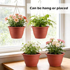 Hanging Planters 11 Inch, 3 Pcs Flower Pots with Drainage Hole, Self Watering Hanging Basket for Indoor Outdoor Plants, Decor, Pottery Red