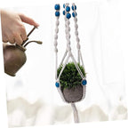 BESPORTBLE 1Pc Hand Woven Decorative Hanging Plant Basket Bohemian Rope Flower Holder for Home Decor for Balcony and Room Sturdy Durable Design
