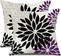 DFXSZ Black Purple Flower Pillow Covers 18x18 Inch Set of 2 Outdoor Throw Pillows Outdoor Waterproof Decor for Living Room Sofa Patio Funiture Garden Floral Polyester Pillow Covers 002Q18
