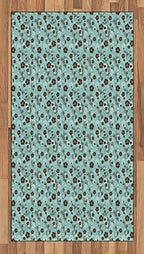 Lunarable Vintage Area Rug, Nostalgic Flower Composition with Swirls Curves Petal and Foliage Silhouettes, Flat Woven Accent Rug for Living Room Bedroom Dining Room, 2' 6" x 5', Turquoise Brown