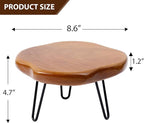 8.7" Live Edge Teak Wood Plant Stand with 3 Metal Legs – Versatile Wooden Display Stand, Pedestal Stand for Garden/Kitchen/Bathroom