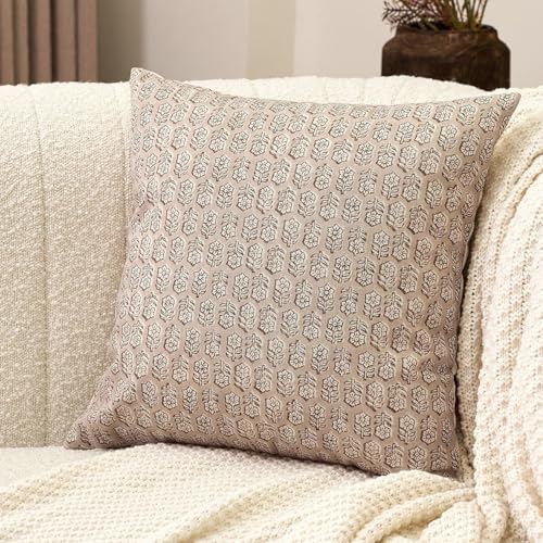 Amor Virisso Floral Pillow Covers 24x24 Couch Pillows for Living Room Decorative Throw Pillow Covers Accent Farmhouse Neutral Pillow Covers 1PC, Cloud Cream - color: Cloud Cream, size: 24" x 24" (Pack of 1)