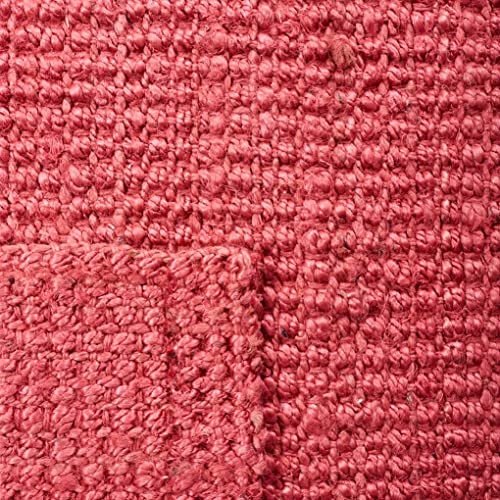 SAFAVIEH Natural Fiber Collection Area Rug - 7' Round, Red, Handmade Farmhouse Jute, Ideal for High Traffic Areas in Living Room, Bedroom (NF730D) - color: Red, size: 7' (Round)
